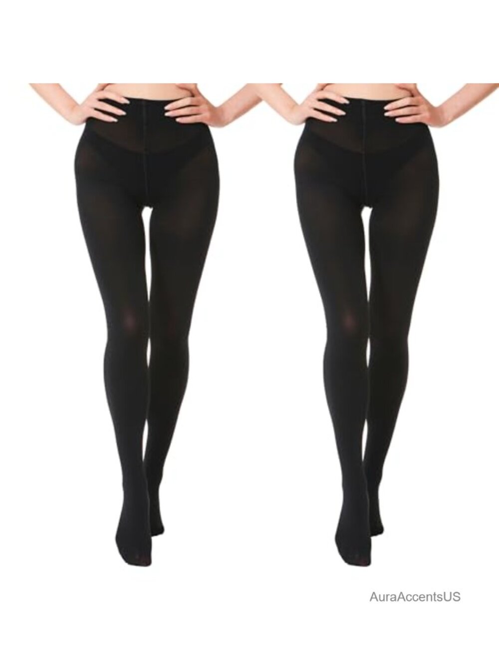 2 Pairs Opaque Tights 80 Denier High Rise Full Length